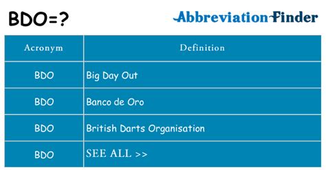 what does bdo stand for.